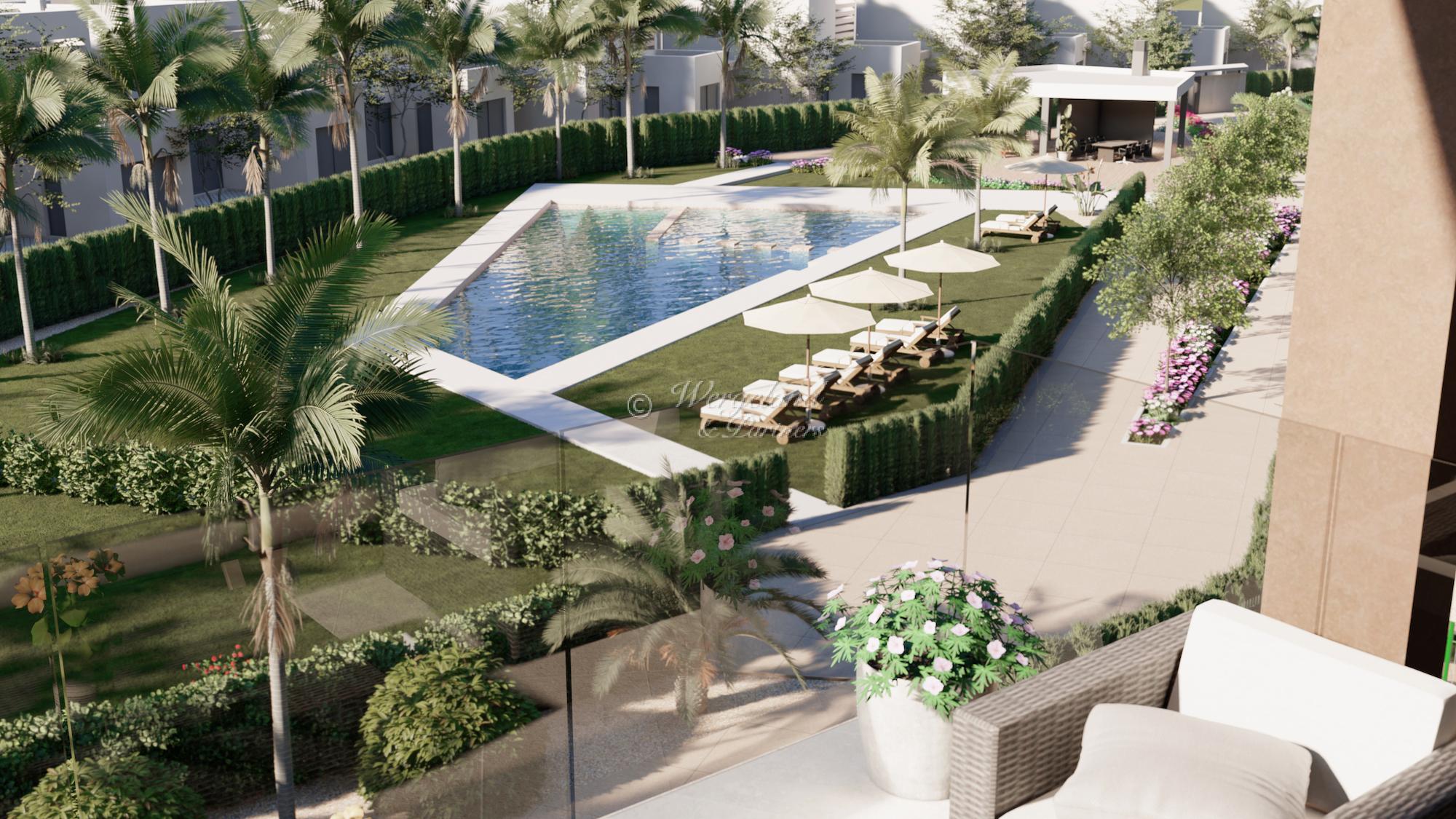 South-facing terrace, great communal pool area, storage, garage [EL3-2I]