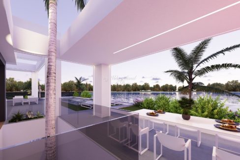 Terrasse Spiseomr Basseng Kveld
