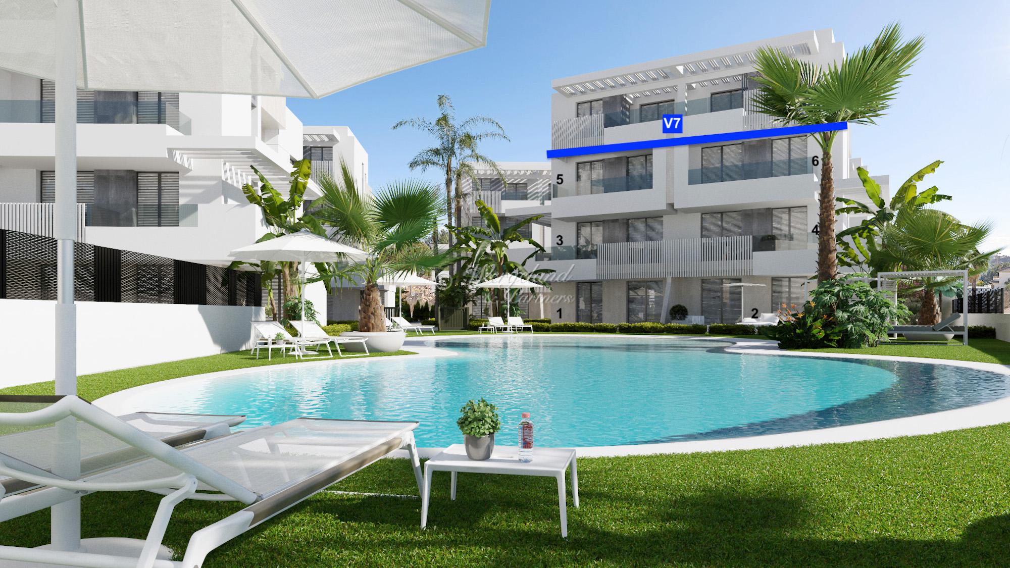 Last Penthouse in the project! 3 bed, 61 m2 terrace, heated  pool, garage, storage [B9V7-2]