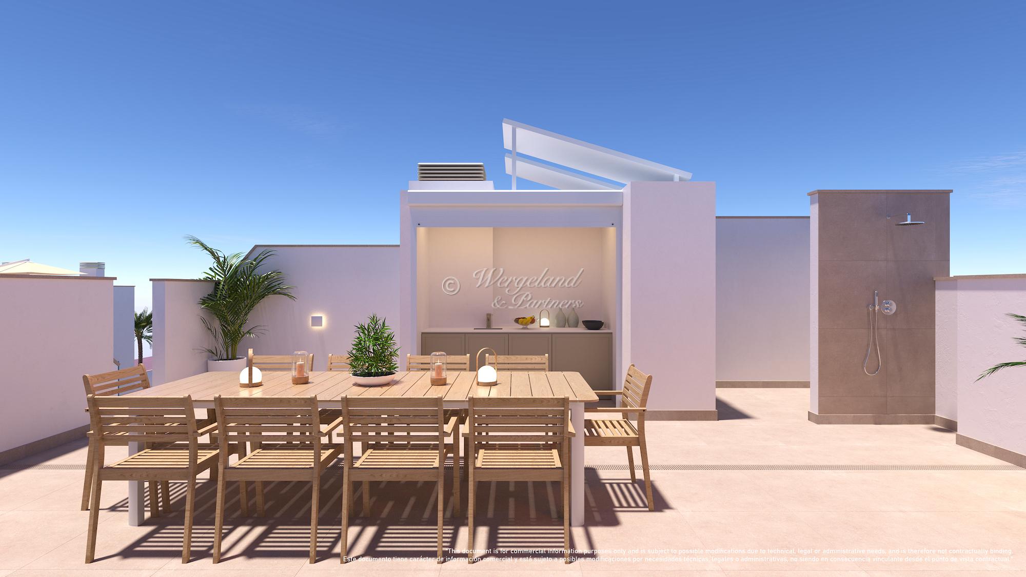 4-room, top floor, roof terrace, shared pool, close to the beach [PMP137A]
